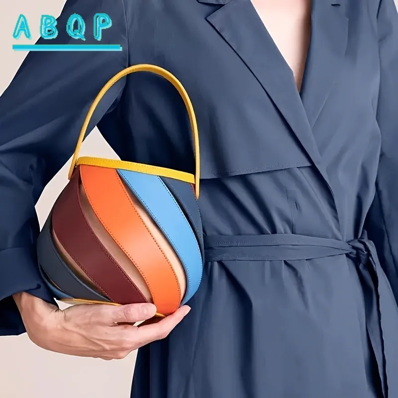 

Женская радужная сумка-ведро, кожаные регулируемые сумки через плечо, маленькая сумка для ежедневных поездок на работу, креативный дизайн