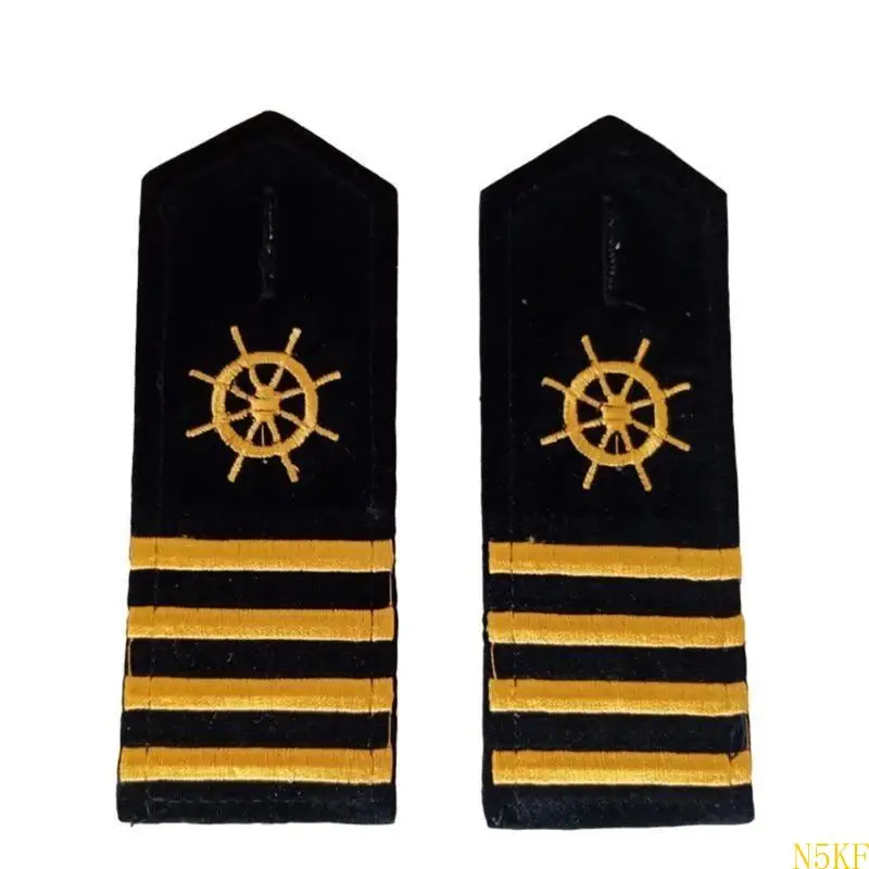 

N5KF Captain Epaulettes Stripes Shoulder Accessory for Uniforms Drama Play Shoulder Board Shoulder Jewelry