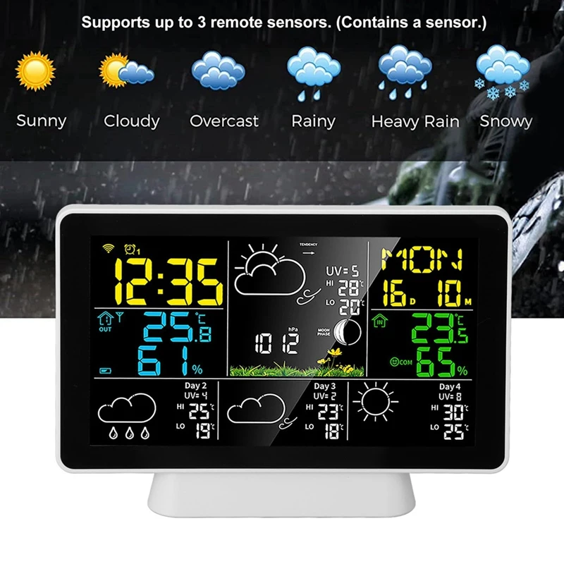 Tuya Wifi Smart Weather Station Smart Weather Station Wireless Thermometer With 7.5Inch Color Display UK Plug