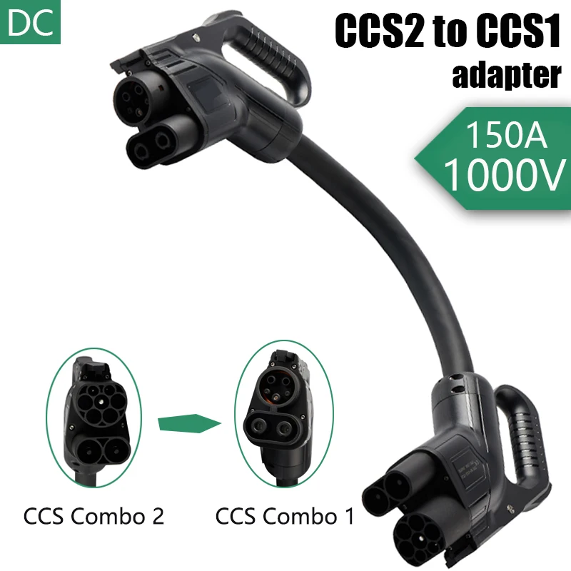 

CCS2 to CCS1 EV Charging Cable DC Quick Charger Combo CCS 2 to CCS Combo 1 Plug Adapter With 0.5m EVSE Cable 1000V DC 150A