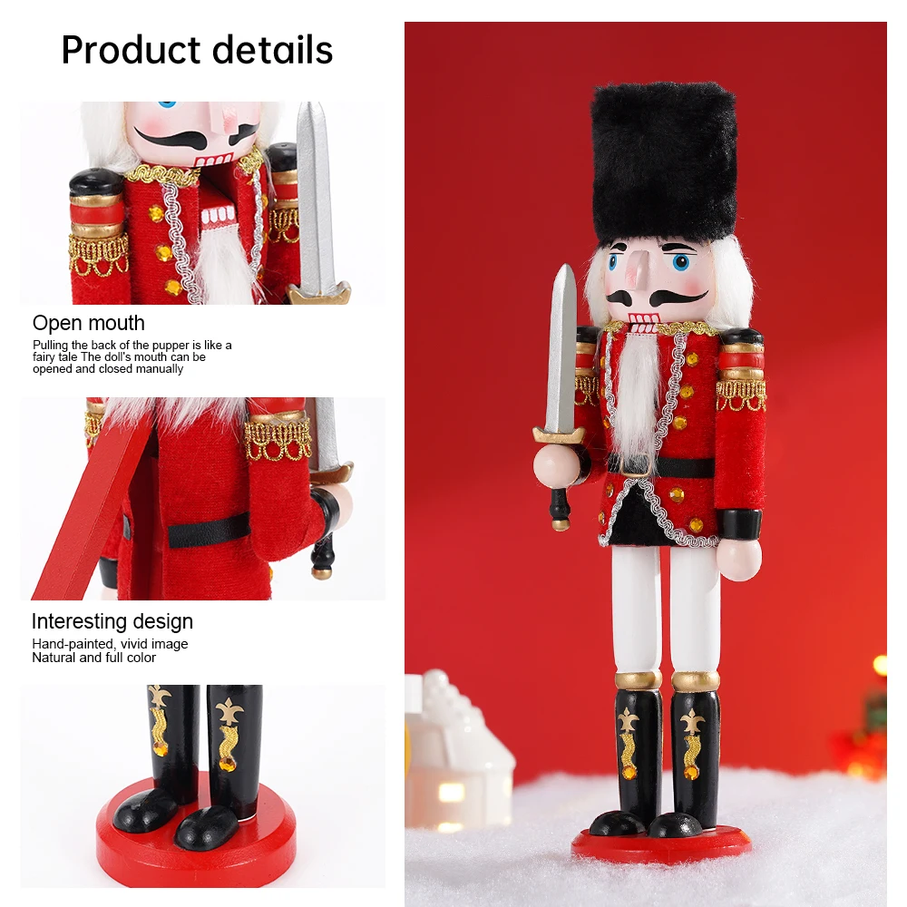 2Pcs/set 30CM New Year Nutcracker Soldier Puppet Kit Wooden Handicraft Fireplace Decoration Christmas Party Creative Ornaments