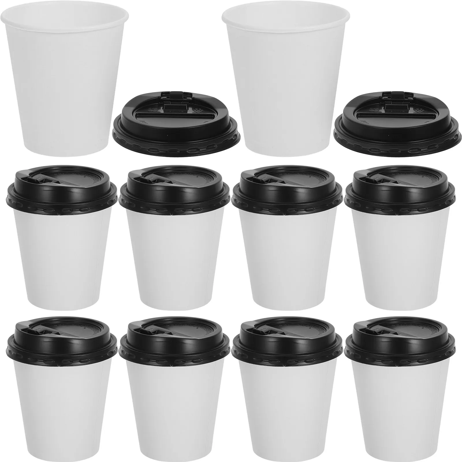50 Pcs 12oz Disposable Coffee Cups Double-layer Coffee Cup Paper Cup Thermal For Hot Drinks Disposables Cup With Lid (350ml)
