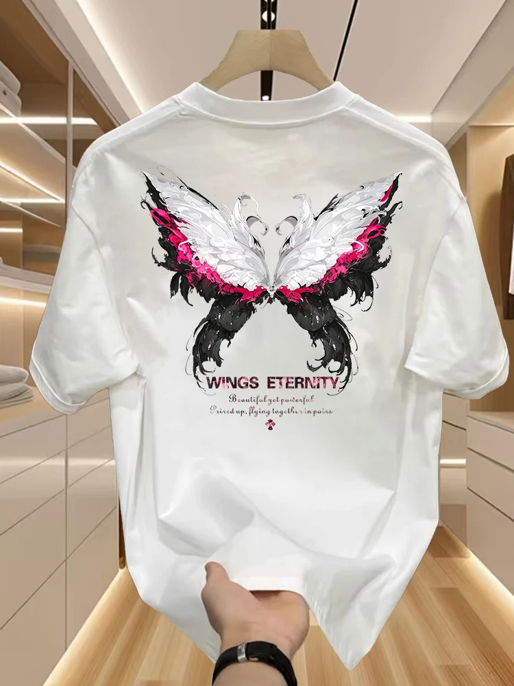 Stylish American Eternal Wing Men's Fashion T-shirt 100% Cotton Loose Casual Comfortable Soft Breathable Summer Short-sleeved