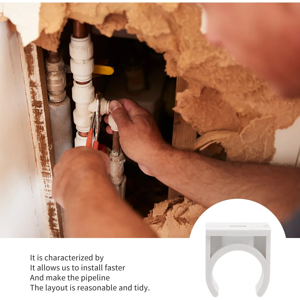 Durable White Clamp Pipe Support Talon Holder Easy Install PVC Clips for Thin Wall Hose Water Fuel Clamp - view 4