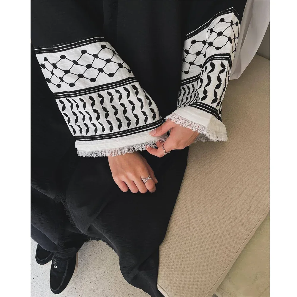 Mujeres musulmanas Abaya abierta cárdigan bordado Maxi vestido Turquía Kimono Eid vestido de fiesta árabe Kaftan islámico Marruecos Jalabiya bata