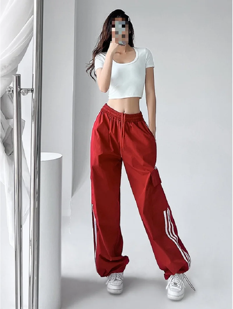 Overalls for women casual loose trendy dance hip-hop floor length three-bar sports high-waist slim straight wide-leg sweatpants image 6