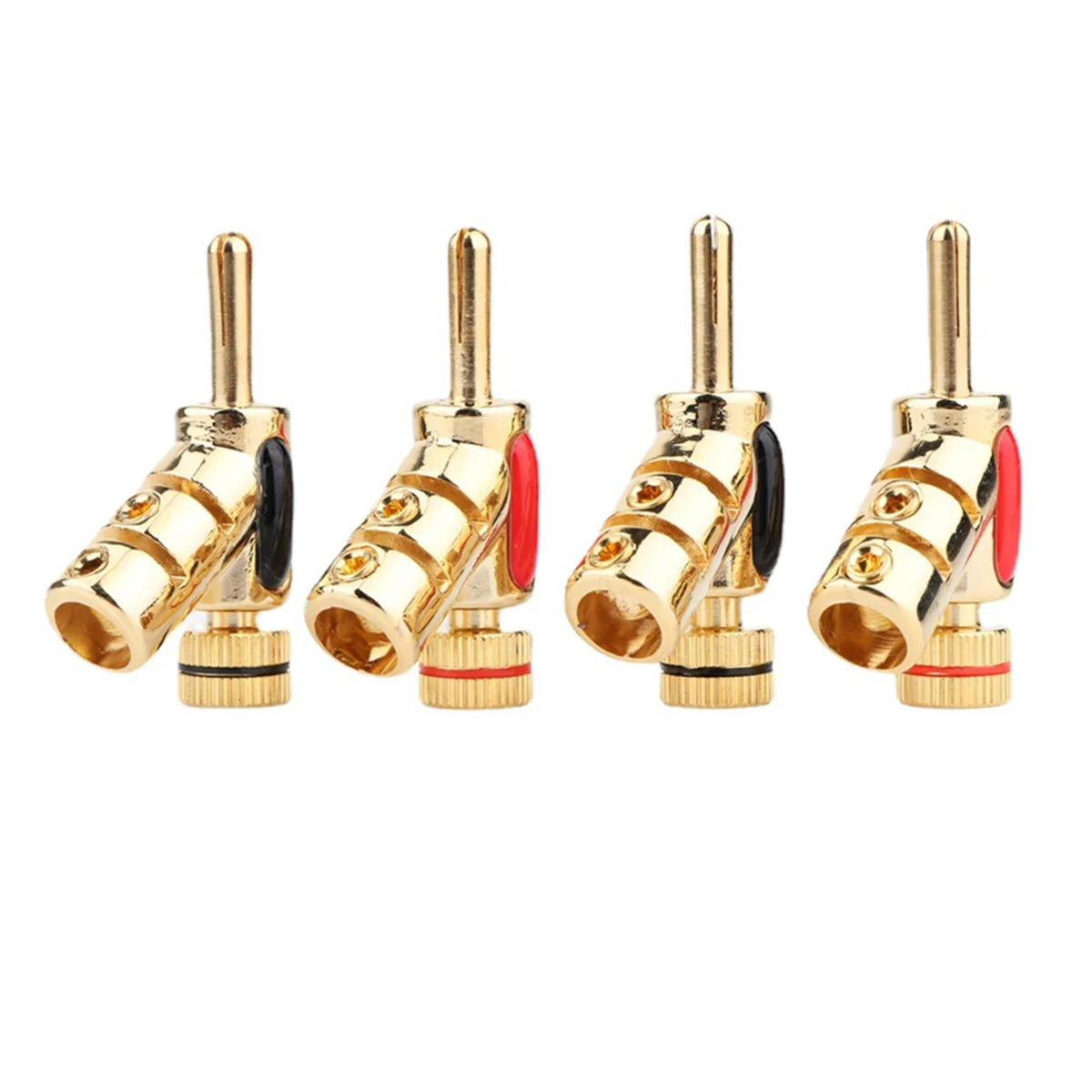 4PCS Banana Plug Copper Gold Plated Y-Shaped Speaker Cable Plug Locking Banana Plug Connector HIFI Jack Audio Adapter