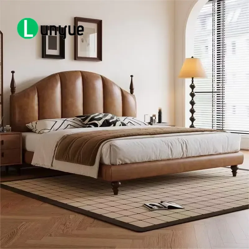 Luxury Mid Century Modern Designer Soft Bed for Villa Hotel Bedroom Comfortable Upholstered Platform Bed Frame