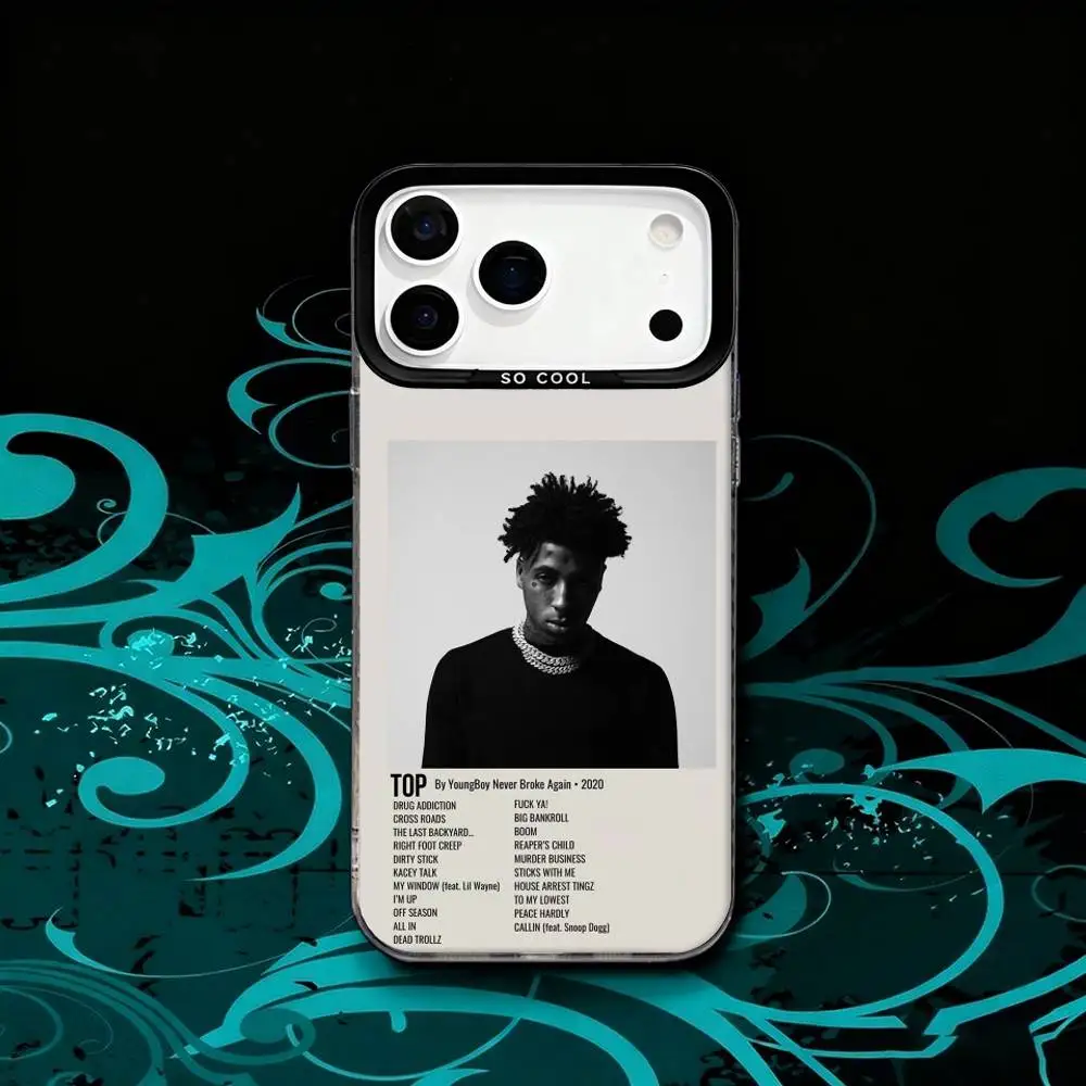 حافظة Y-YoungBoy DESHAWN MASA لهاتف iPhone 17,16,15,14,13,12,X,8,Pro,Max,Plus,SE4,Air,Mini مضادة للانزلاق باللون الأسود IMD غير اللامع