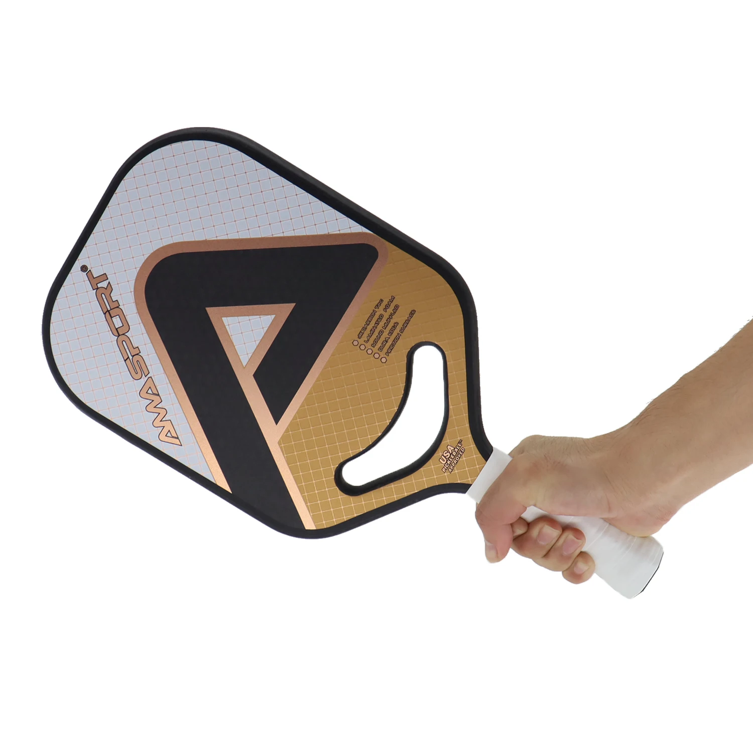 AMASPORT Pickleball Paddle USAPA Approvato di livello superiore 3K/100% Fibra di carbonio PP Nucleo a nido d\'ape Racchette da pickleball per sport