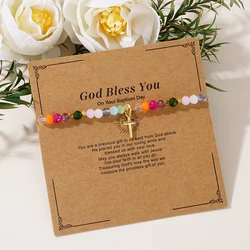 1PC Go2boho Colorful Crystal Cross Bracelet Energy Healing Beads Boho Handmade Fashion Gift Hawaii Vacation Fashion Women