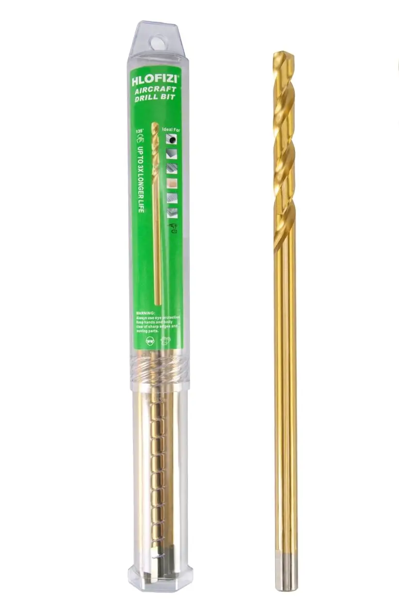 

Сверло удлиненное 3/8 x 12 дюймов для дерева, пластика, ПВХ, тонкого металла - титановое, из быстрорежущей стали M2