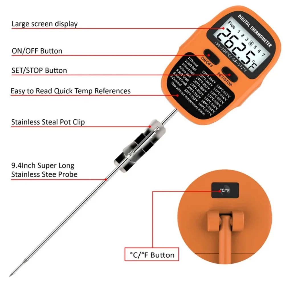 

Кухонный цифровой пищевой термометр большой емкости, мясо, торт, молоко, барбекю, домашний термометр, зонд, измерительный инструмент, электронная духовка