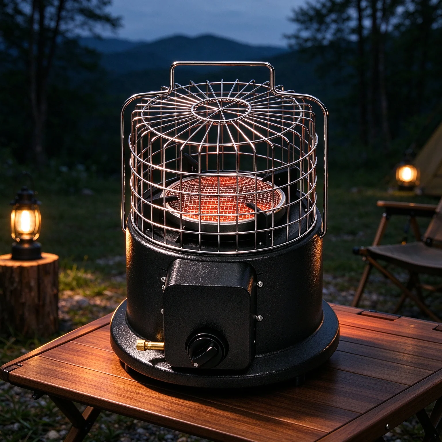 Outdoor Portable Gas Camping Heater, Infrared Radiant Warmer, 2-in-1 Heater & Cooking Stove with Safety Mesh Guard