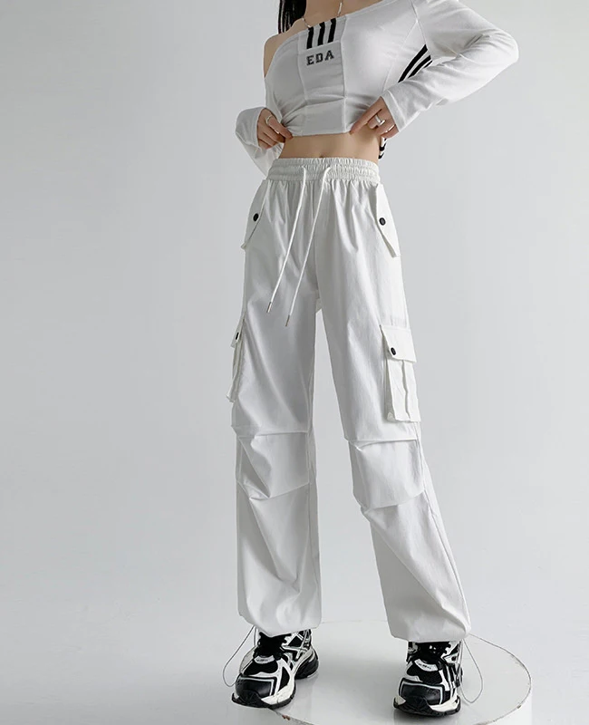 Cargo Pants Womens Dame Spring Canvas Highstreet Layered Outdoors Urban Minimalism Artistic Patterned Design Streetwear Youthful