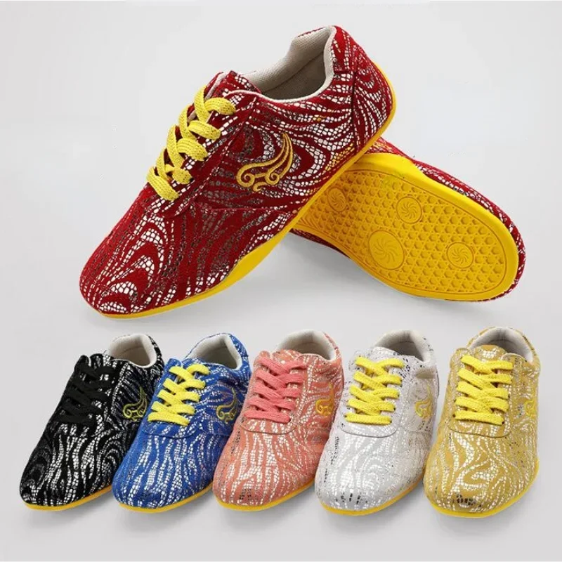 Quality Couples Sequins Wushu Tai Chi Kungfu Glamorous Shoes Routine Martial Arts Shoes Professional Competition Shoes Men Woman