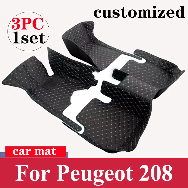 

Автомобильные коврики для Peugeot 208 A9 2012 ~ 2018, роскошные кожаные коврики, прочные коврики, комплект противогрязных ковриков, автомобильные аксессуары 2013 2014