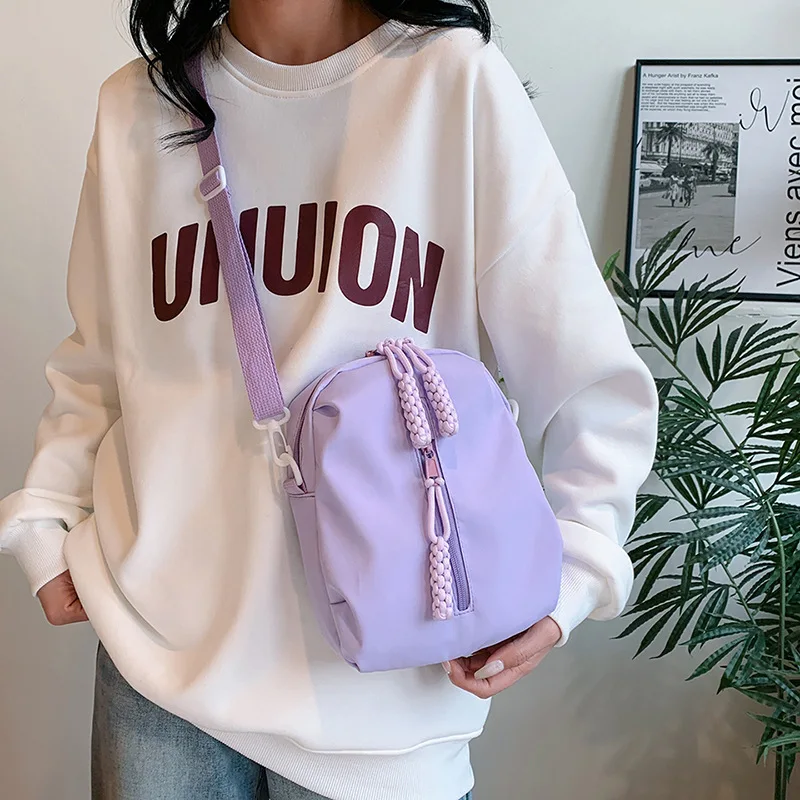 2024 Spring New Product Splicing Crossbody Bag Transparent Personalized Casual Nylon Bag Dopamine Trendy Student Chest Bag