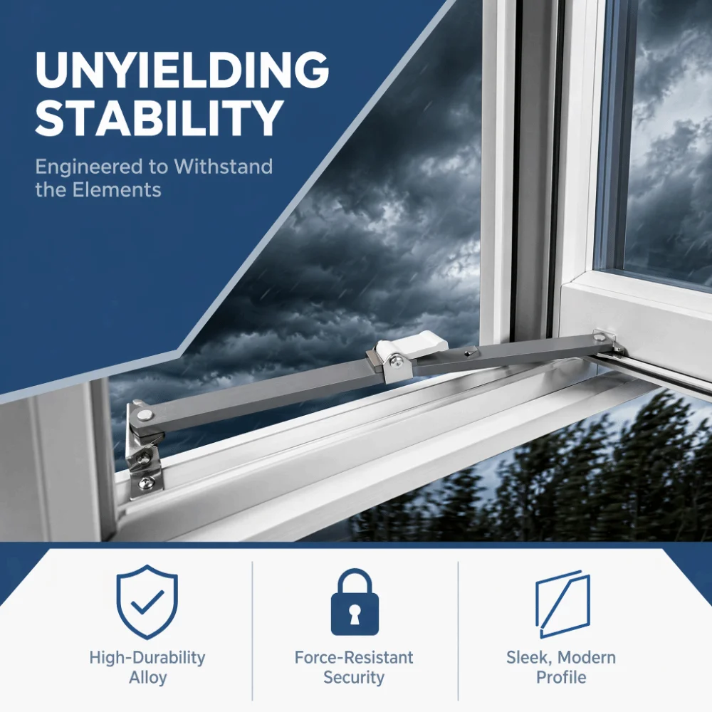 Security Stainless Steel Casement Window Hinges Adjustable With Screws Window Stay Window Stopper Home