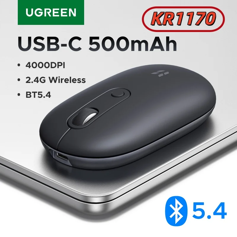 Wireless Mouse For MacBook  Rechargeable Bluetooth 5.4 Slim 4000DPI 500mAh with USB-C Receiver for Mac Mini Air iPad Pro Mac PC