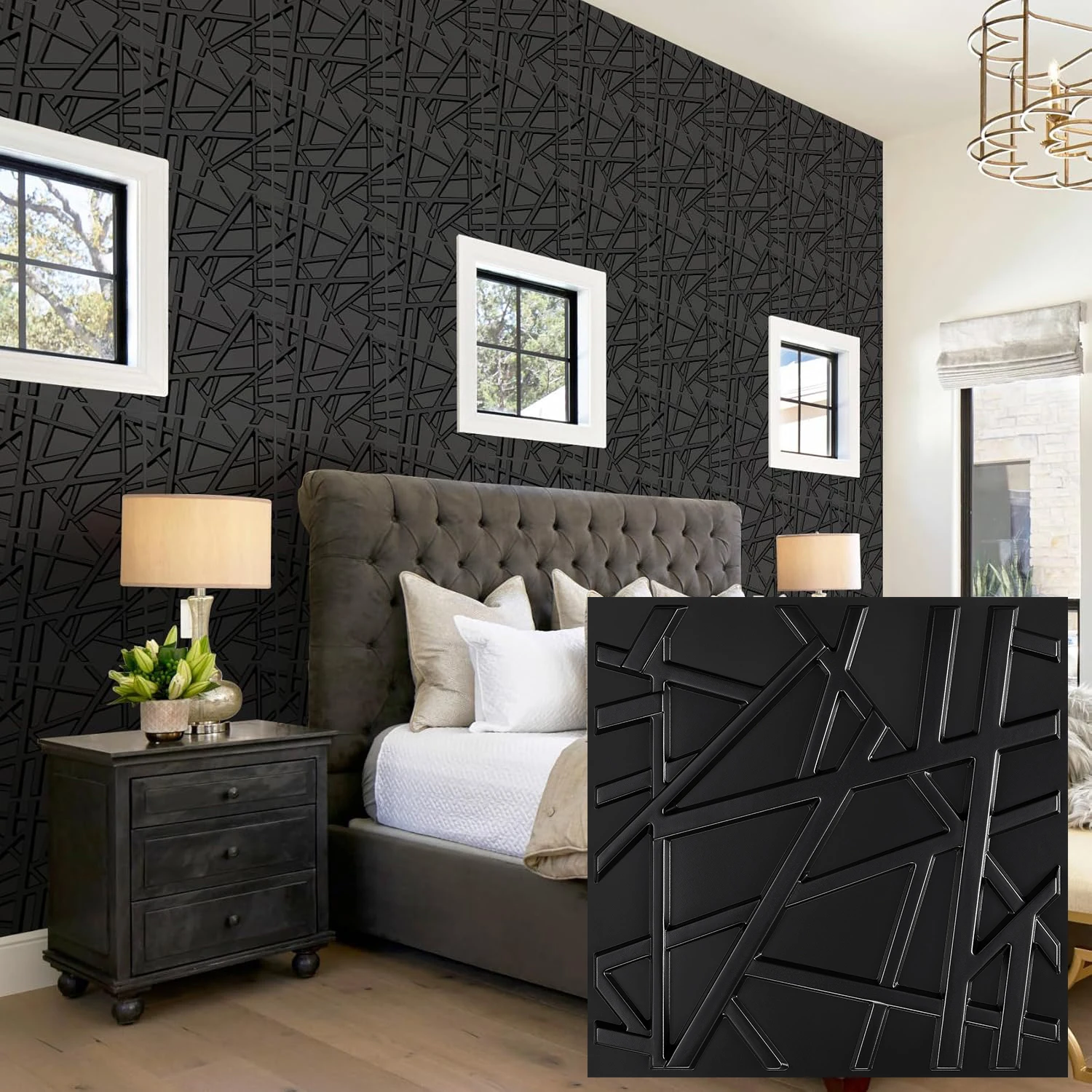 KUUJOJO 30pcs 3D textured wall panel for indoor wall decoration, suitable for living room, hall, bedroom, hotel, office