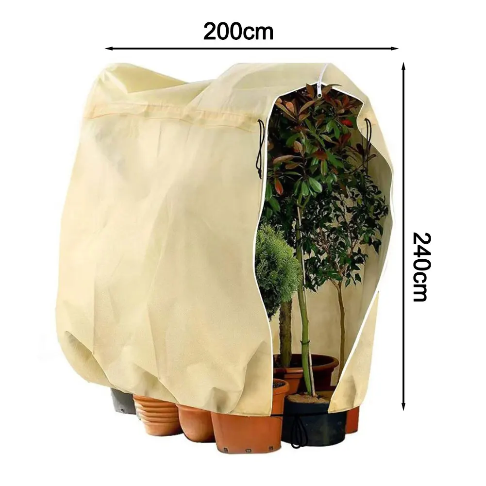 Winter Protection Plant Cover Bag Non Woven Fleece Windproof Frost Resistant Outdoor Garden Cover with Drawstring