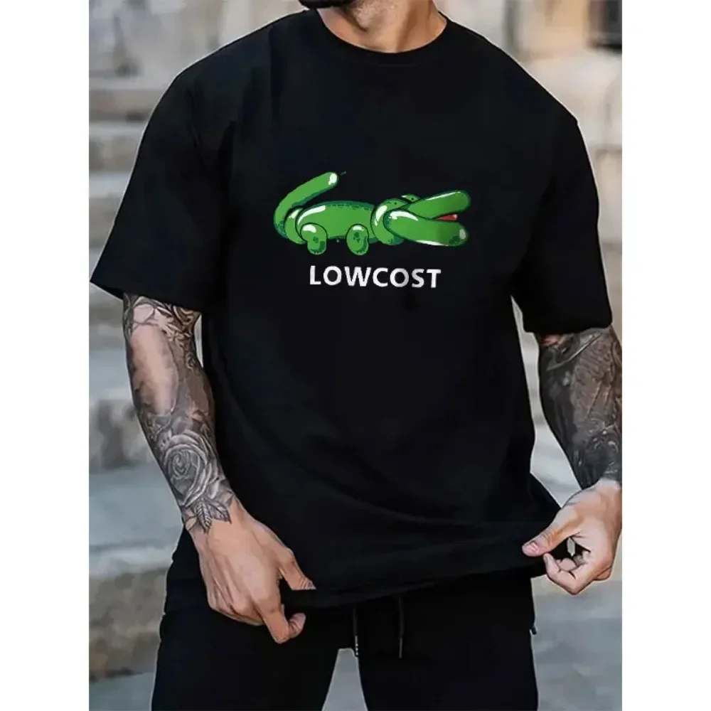 2024 Summer Men T-Shirt Cotton Loose and Comfortable Tee Crocodile Pattern Print T-Shirt Streetwear Oversize Women Men Clothing