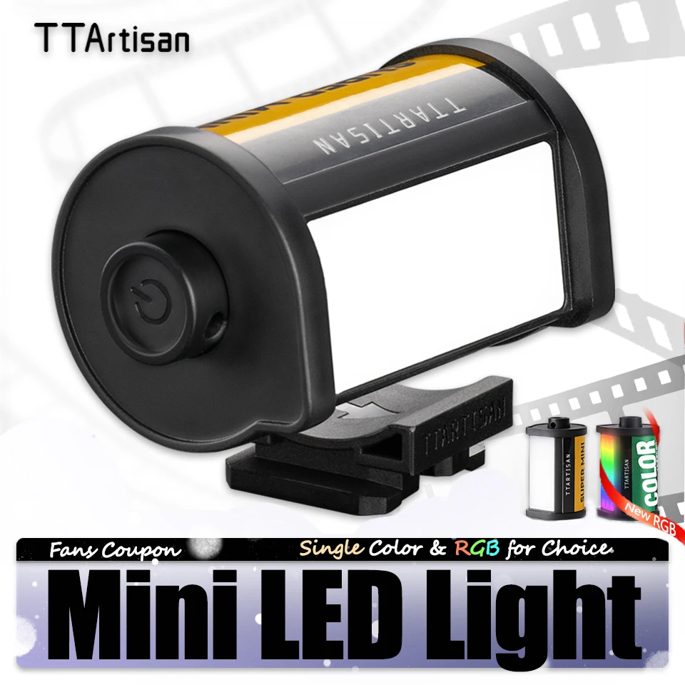 TTArtisan Mini Magnetic LED Light for Camera Lens Photography Vlog Live Streaming with Cold Shoe Mount RGB Fill Light CRI 95+