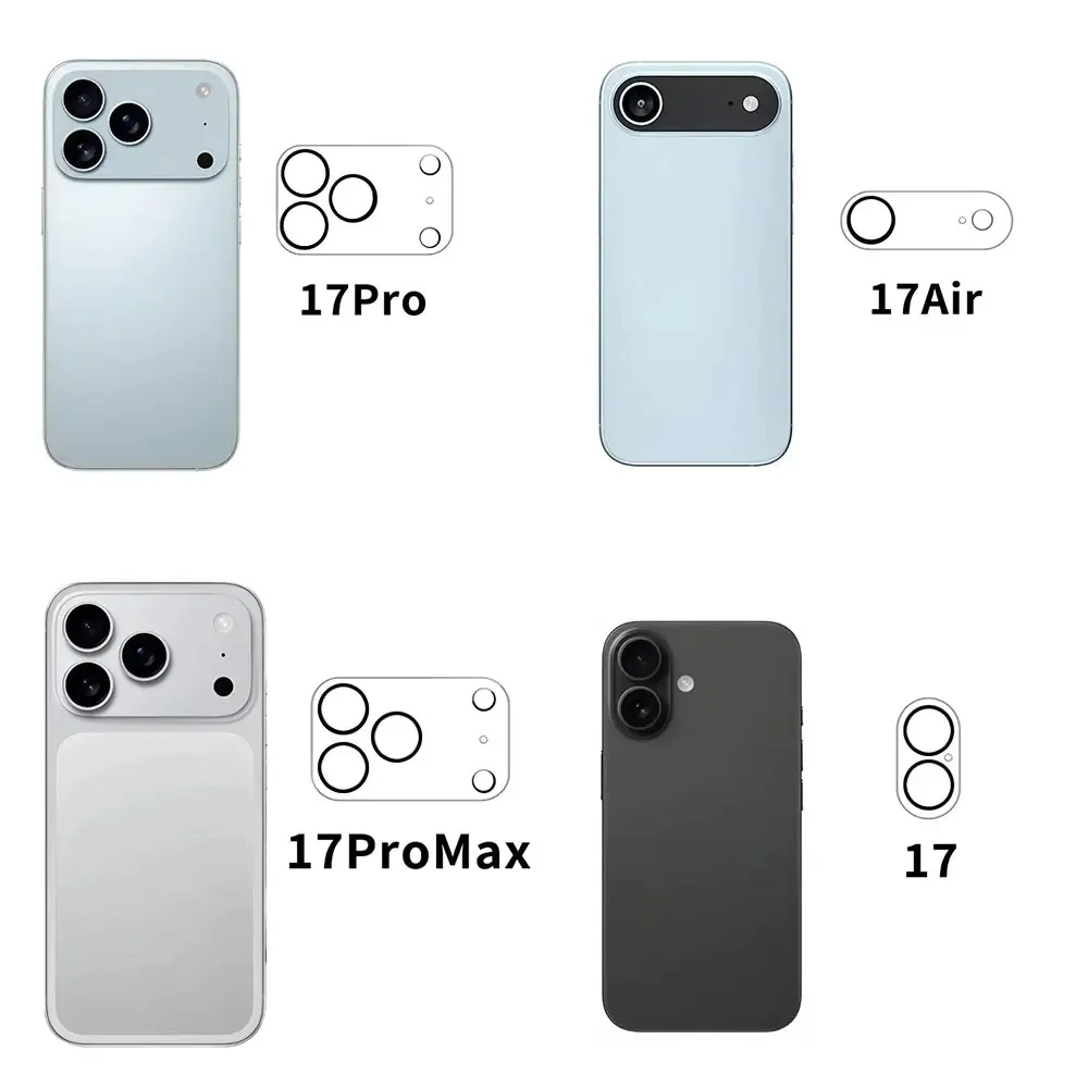 NNBILI 4 قطعة حامي عدسة الكاميرا الزجاج آيفون 17 برو ماكس 17 كاميرا الهواء زجاج واقي مقاومة للخدش مقاومة للكسر