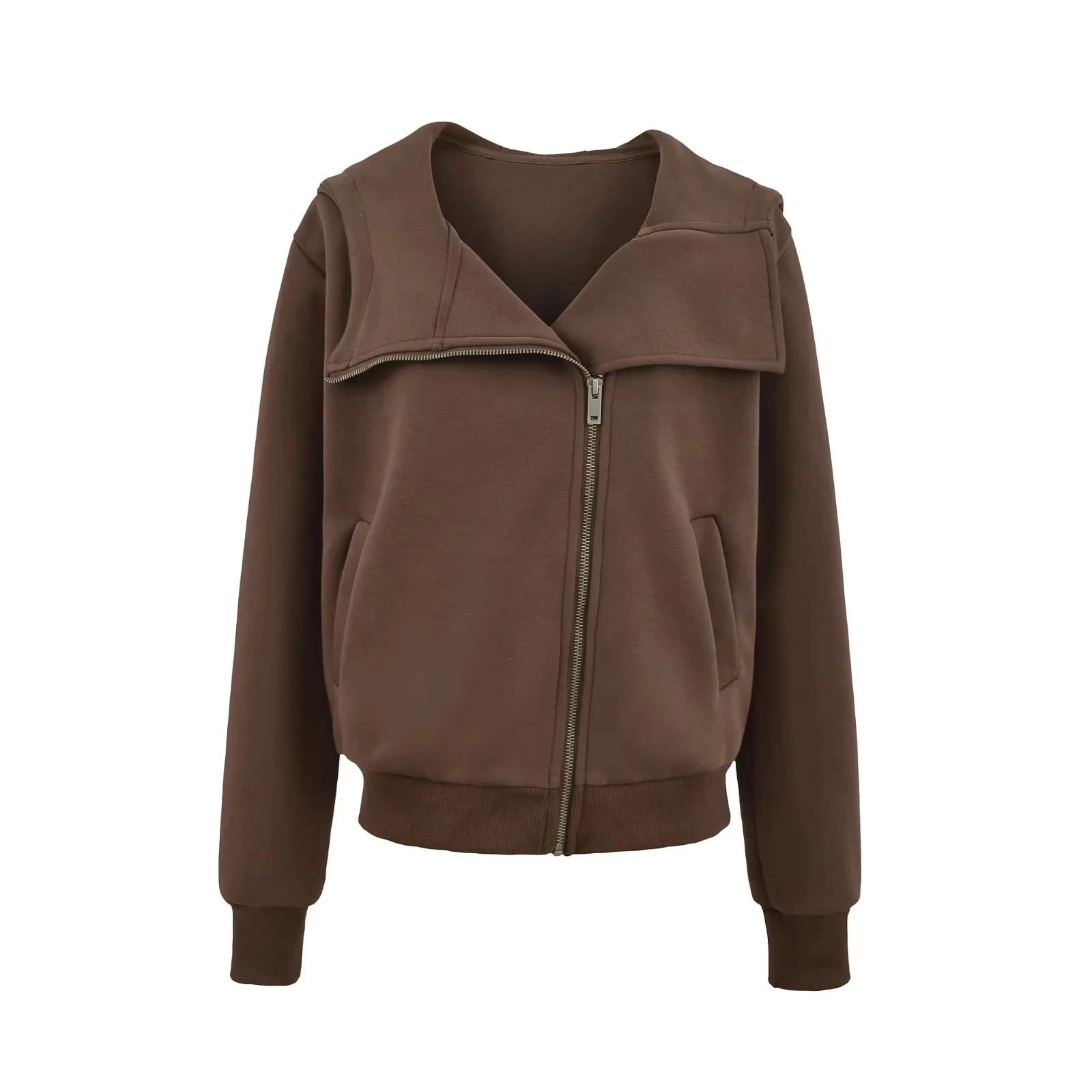 เสื้อฮู้ดสไตล์อเมริกันเรโทร แขนยาว ทรงหลวม สไตล์ลำลอง สำหรับผู้หญิง ใส่ได้หลายโอกาส มีซิป