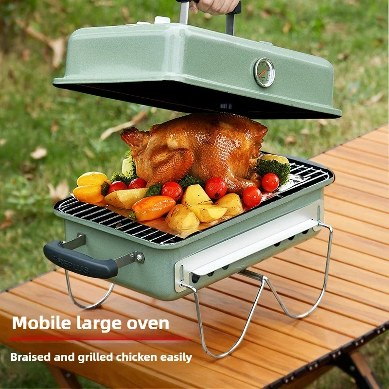 

Portable Charcoal BBQ Grill Foldable Camping Outdoor Picnic Cooking Stove for Home Car Travel