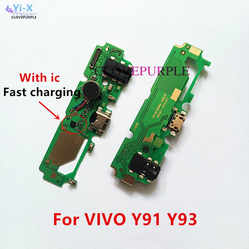 1 unidad de cable flexible conector USB para Vivo Y91 Y93, placa PCB de carga USB con micrófono y cable flexible IC, piezas de reparación