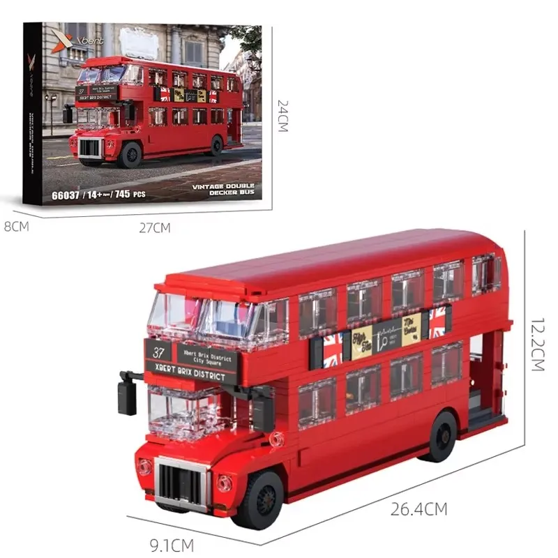 

745PCS London Bus Model Bricks MOC City Double Decker Tour Vehicle Building Block Assembly Toys for Kids Holiday Gifts
