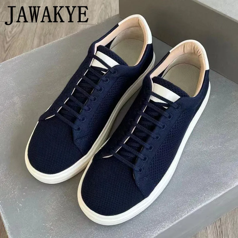 

Men's Casual Sneakers Knitted Mesh Shoes Flat Platform Male Loafers Italian Brand Designer Men's Trendy Shoes Business Oxfords