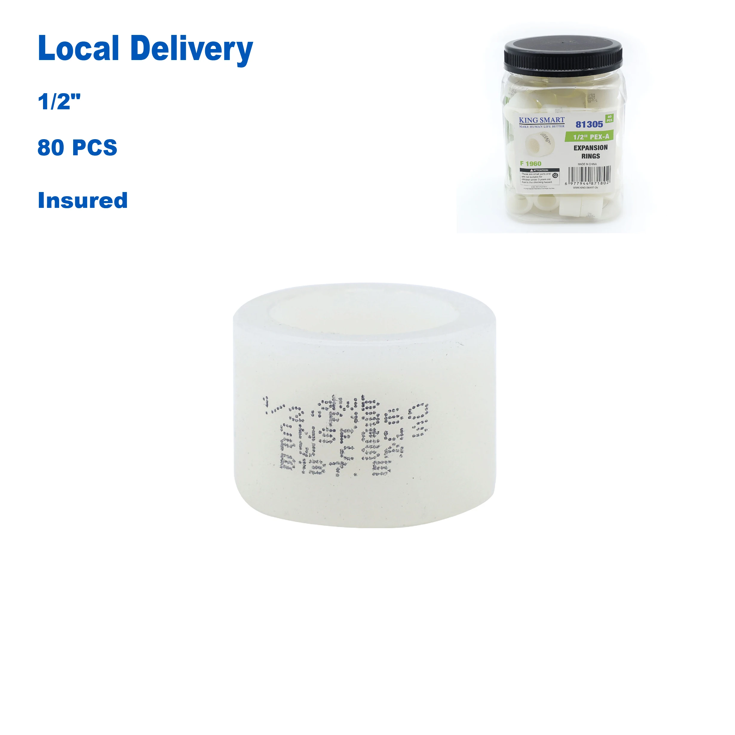 

KING SMART 1/2" PEX A Sleeves for Pex A Piping System; 80 Pcs/Case; 81305