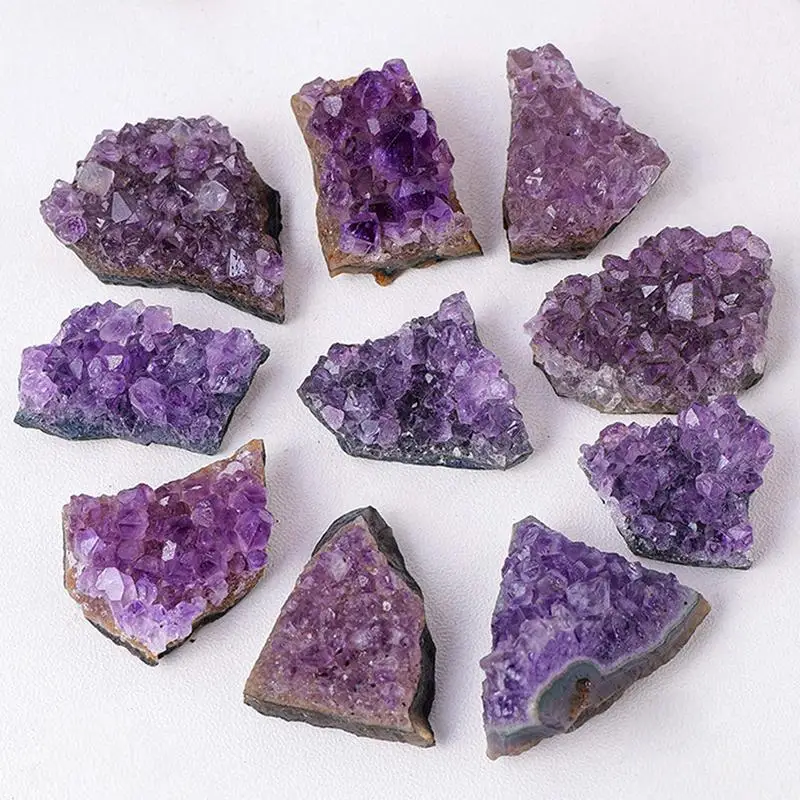 Natural Amethyst Ore Raw Stone Purple Crystals Cluster Druzy Geode Mineral Rock Healing Quartzs Point Energy Wand Crafts