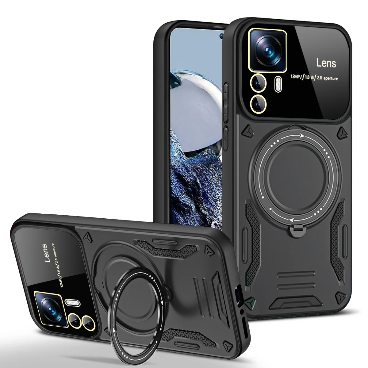 Stoßfeste Rüstungshülle für Xiaomi Mi 12T Pro 13, magnetischer Ringständer, Kameraschutz, Handyhülle für Mi Poco X5 X4 X3 Pro NFC