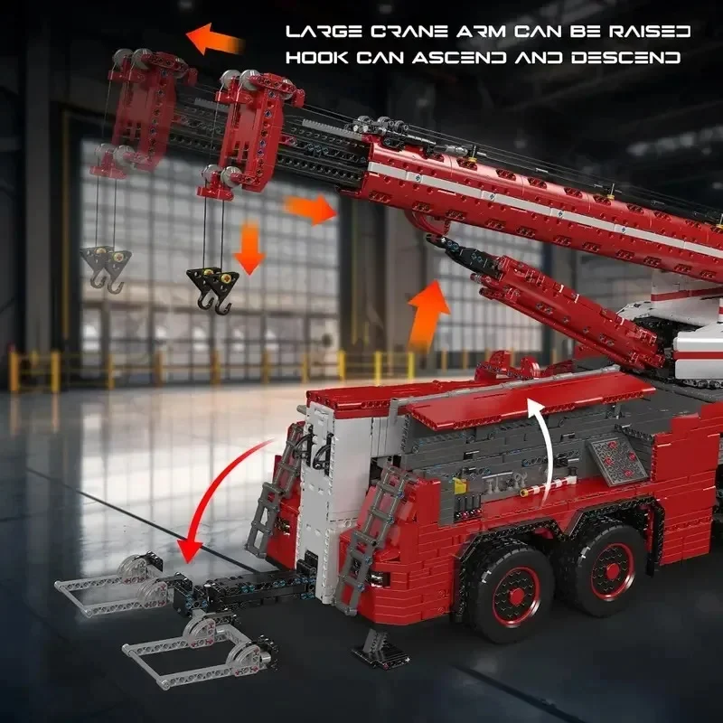 MOULD KING 19008 Technology Remote Controlled Engineering Tow Truck Building Blocks Pneumatic Crane Truck Gift Toys for Adults