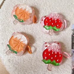 Lovely 3d popsicle strawberry orange earphone case for airpods 3 pro airpod 1 2 with hook soft summer protective cover funda