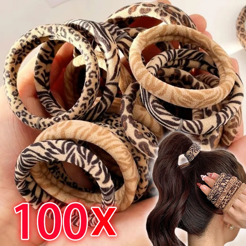 5-100 sztuk wysoki elastyczny wzór w cętki gumka do włosów kobiety moda kucyk ogony uchwyty dziewczyny ręcznik gumki do włosów akcesoria do włosów nakrycia głowy