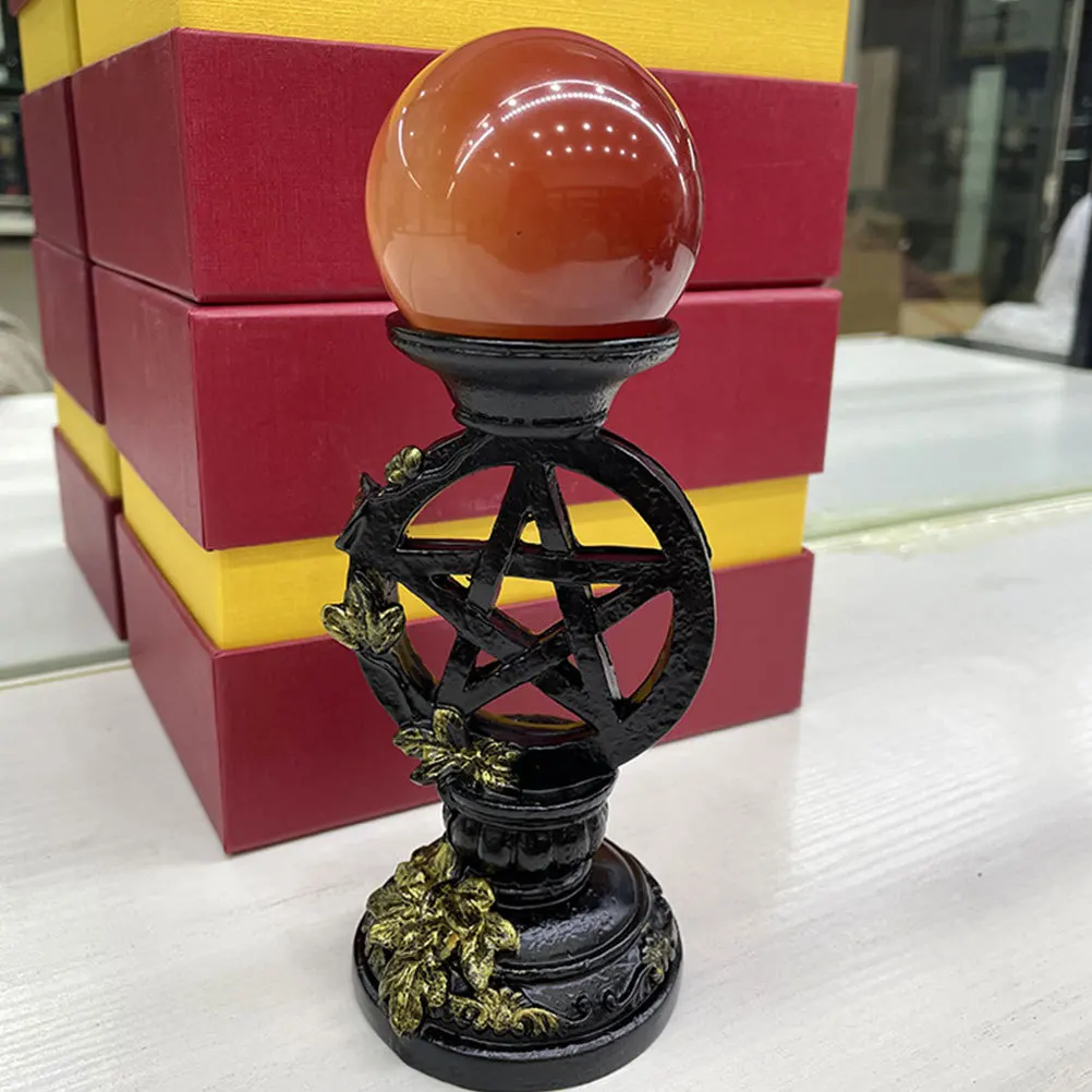 

1pc Five Pointed Star Crystal Ball Base Vintage Jade Stand Unique Ritual Ornament For Party Home Decoration Stone Craft