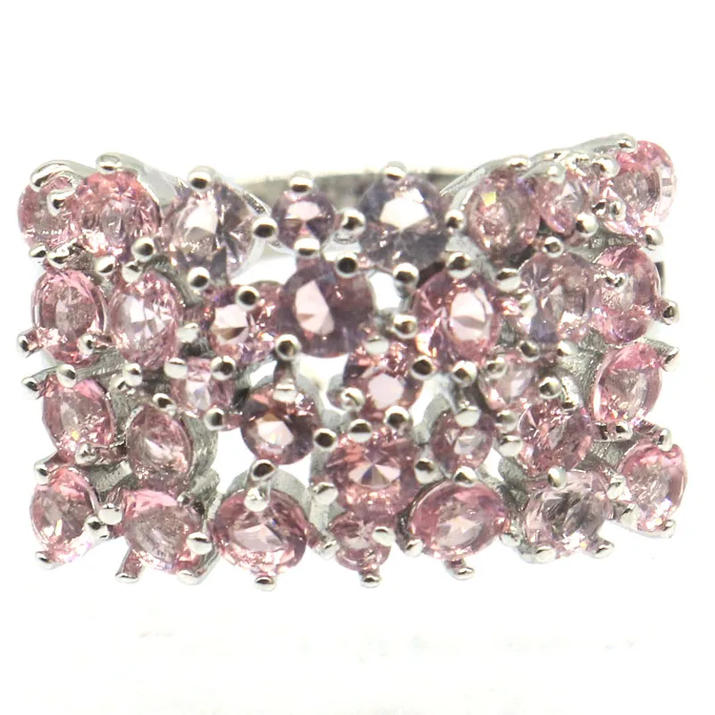 

21x14mm Highly Recommend 4.7g Pink Morganite Swiss Blue Topaz Tanzanite Women Silver Rings