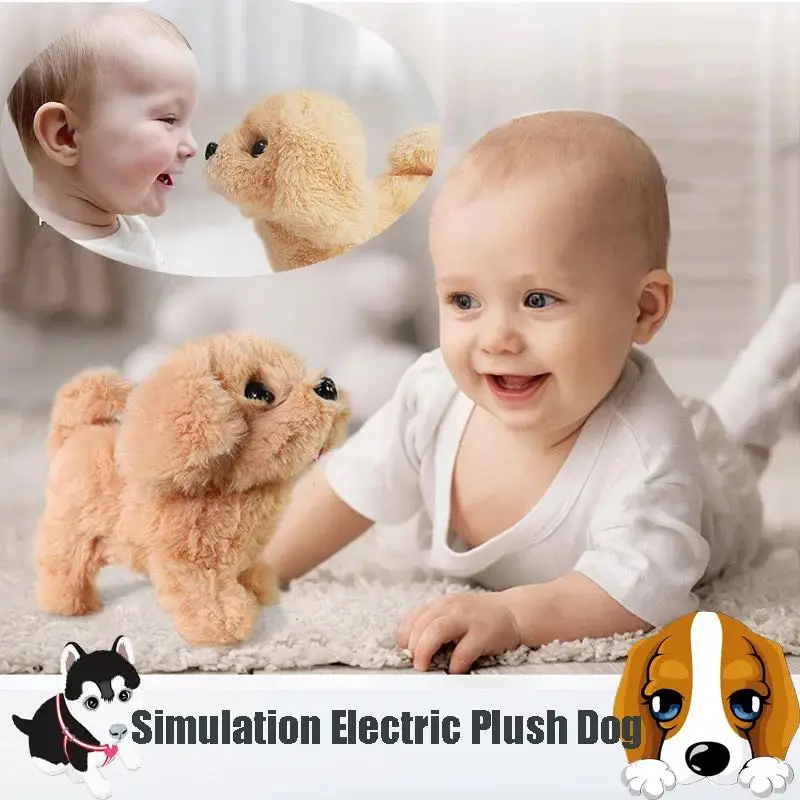 Baby Toy Dogs That Walks and Barks Tail Wagging Plush Interactive Electronic Pets Puppy Montessori Toys for Girls Toddlers Kids