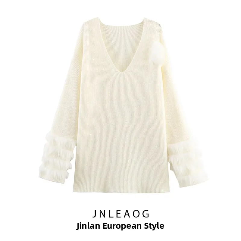 

JNLEAOG Faionable Knitted Skirt for Women with Sve Mouth Fluffy Design Autumn Winter Street Sle Loose Fit Long Sve