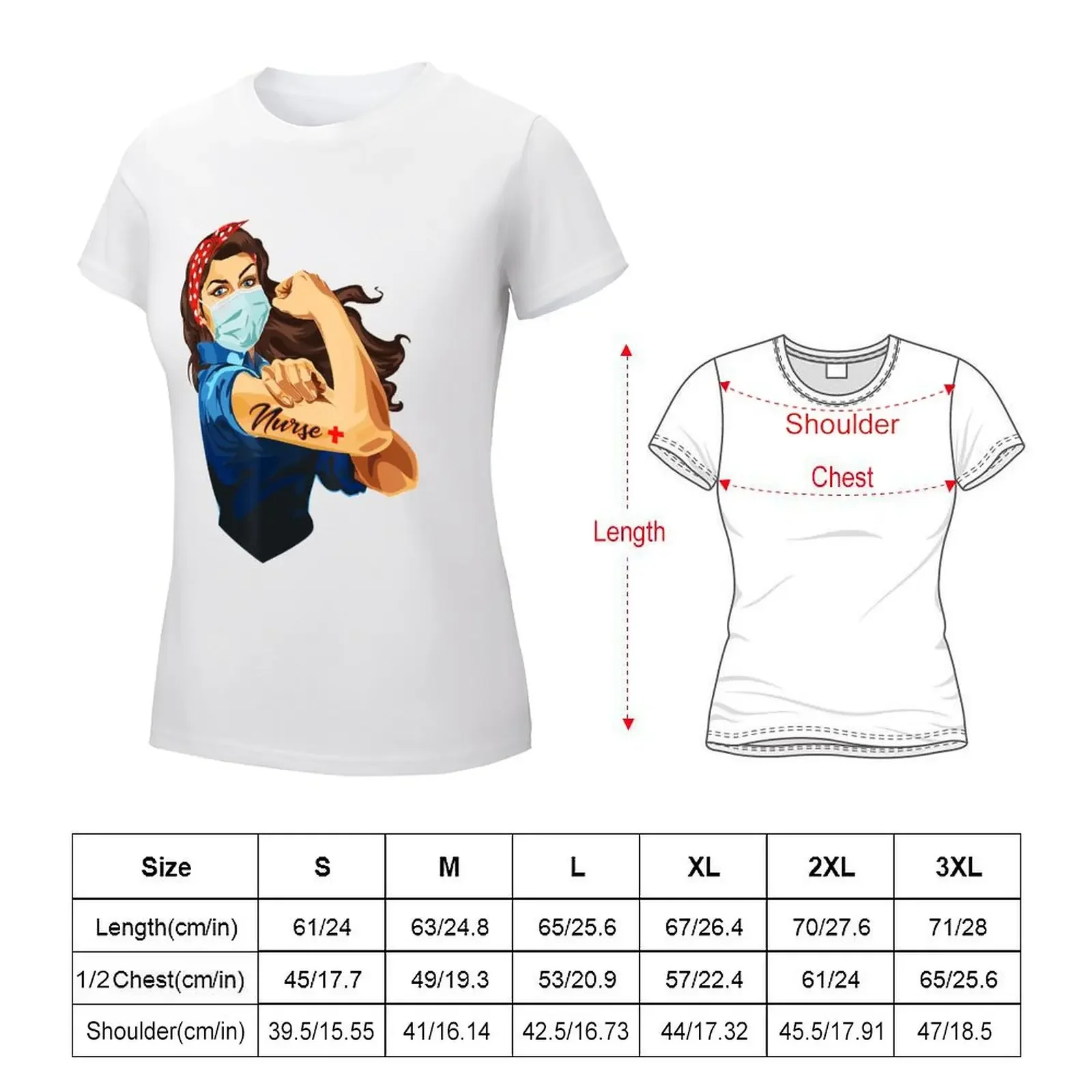 Rosie The Riveter - Woman Nurse T-shirt kawaii clothes summer tops t-shirt dress for Women long