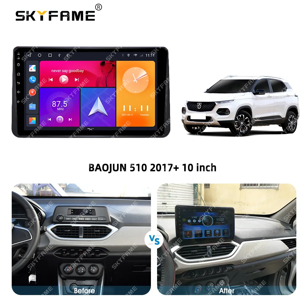 SKYFAME-Adaptador de Fascia para marco de coche, caja Canbus, Kit de Panel de montaje para tablero de Radio Android para Wuling SGMW Baojun 510