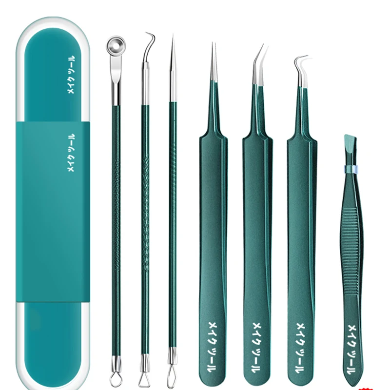 Acne-naaldcelklemset voor het verwijderen van mee-eters, schrapen, sluiten van de mond en het knijpen van acne-gereedschappen met pincet