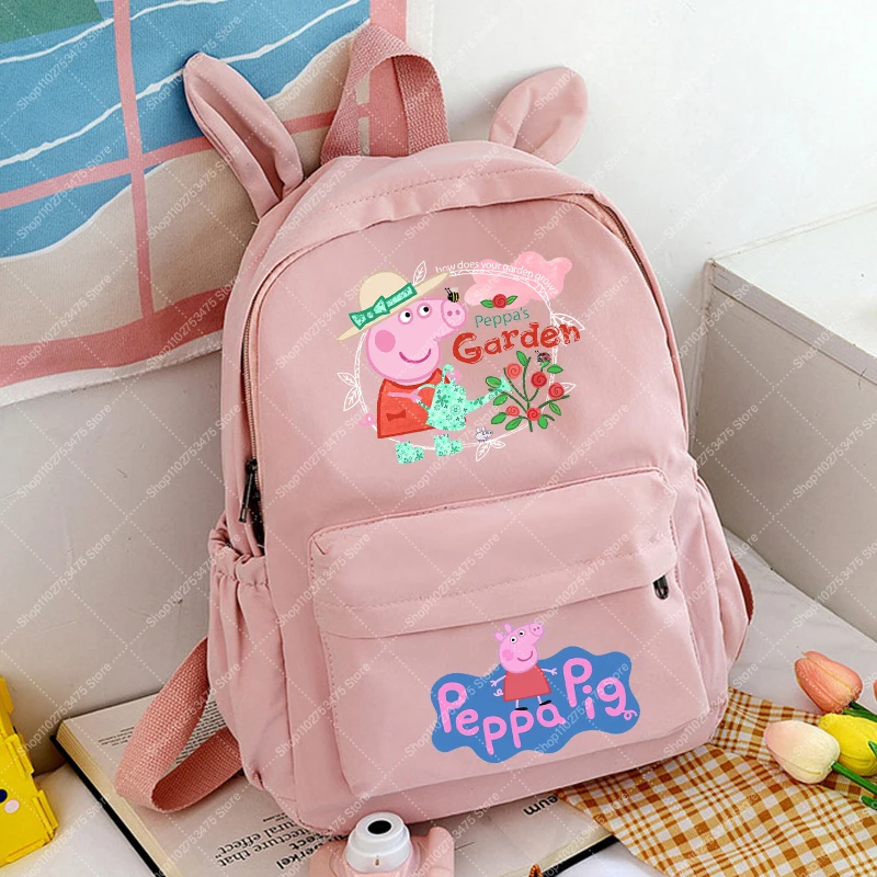 Students Anime Printed Backpack School Supplies Cartoon Peppa Pigs Cute Schoolbag Kawaii Stationery Storage Pouch Book Bag Gifts view 4