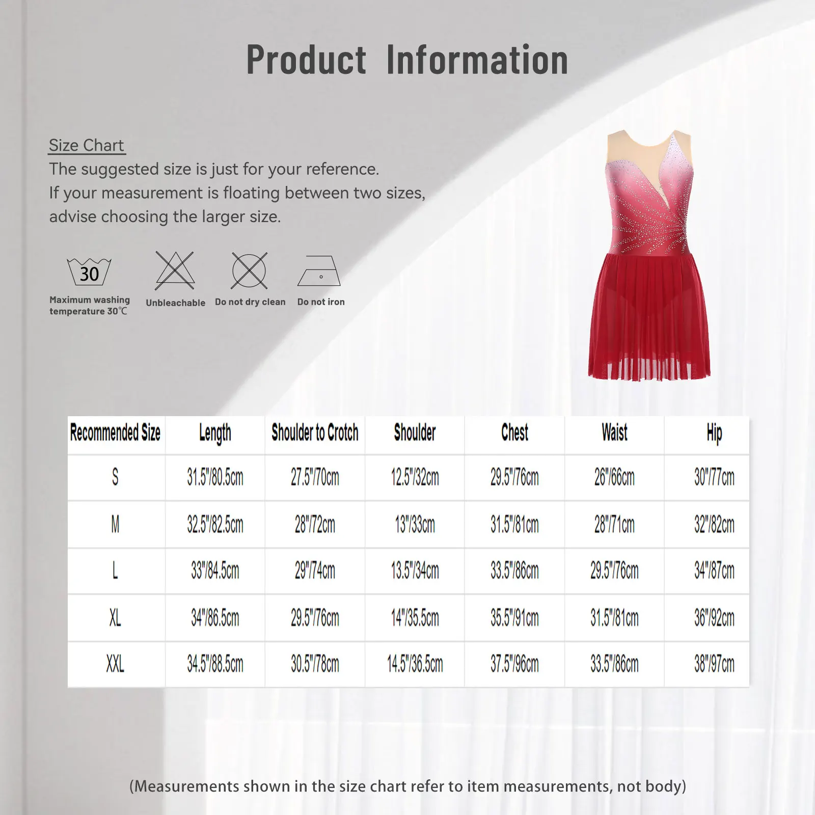 Womens Sleeveless Gymnastics Figure Skating Costume Ballet Lyrical Dance Dress Rhinestone Leotard Dress for Stage Performance