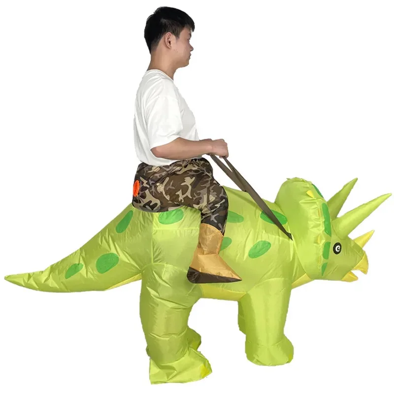 Tri-Dragon Inflatable Costume Cute Cartoon Dinosaur Suit for Children's Day School Sports Performance Halloween Party Outfit